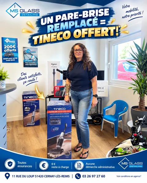 Client de MS Glass Detailing avec son cadeau, Tineco, photo publiée le 09/09/2026