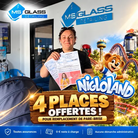 Client de MS Glass Detailing avec son cadeau, 4 places Nigloland, photo publiée le 06/10/2026